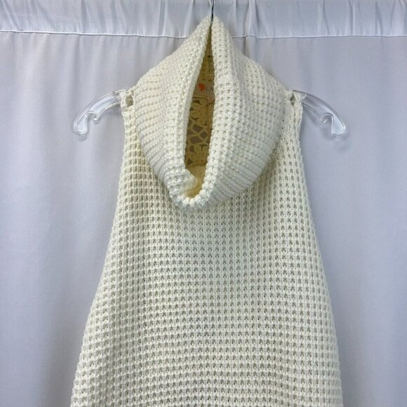 L'Atiste By Amy Womens Cream Cowl Neck Sleeveless Pullover Sweater Size Medium - Picture 2 of 8